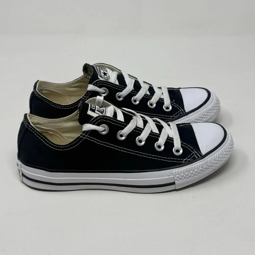 Converse All Star Shoes Womens 6 Black Canvas Low Top Sneakers Chucks Grunge